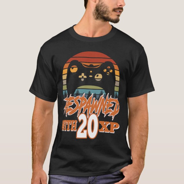 Återuppspelad med 20 XP Video Gamer 20:e födelseda T Shirt (Framsida)
