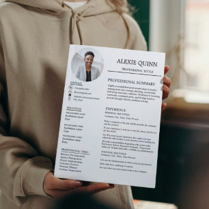 Återuppta det moderna minimalistiska fotokortet fö inbjudningar