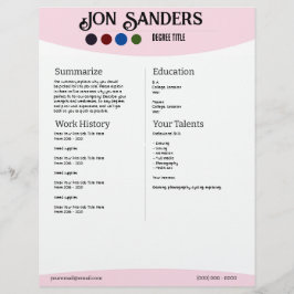 Återuppta exempel brevhuvud