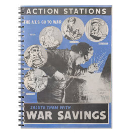 Återutskrift av brittisk krigstid poster. anteckningsbok med spiral