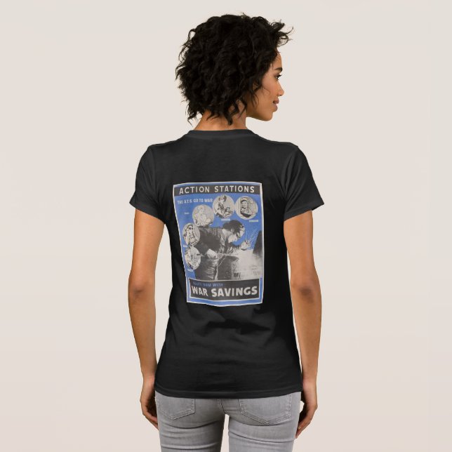 Återutskrift av brittisk krigstid poster. t-shirt (Hel baksida)