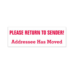 "ÅTERVÄND TILL SENDER!", "Adressaten har Flyttat" Självfärgande Stämpel