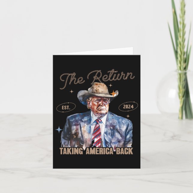 Återvänd Western Cowboy Trump 2024 Tar Amerika Til Kort (Framsida)