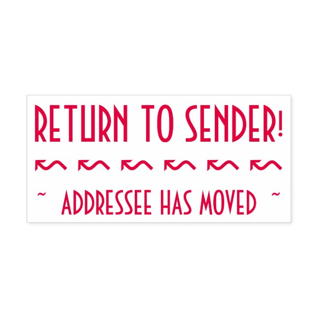 "ÅTERVÄNDA TILL SENDER!", "ADDRESSEE HAR FLYTTAT"  SJÄLVFÄRGANDE STÄMPEL (Design)