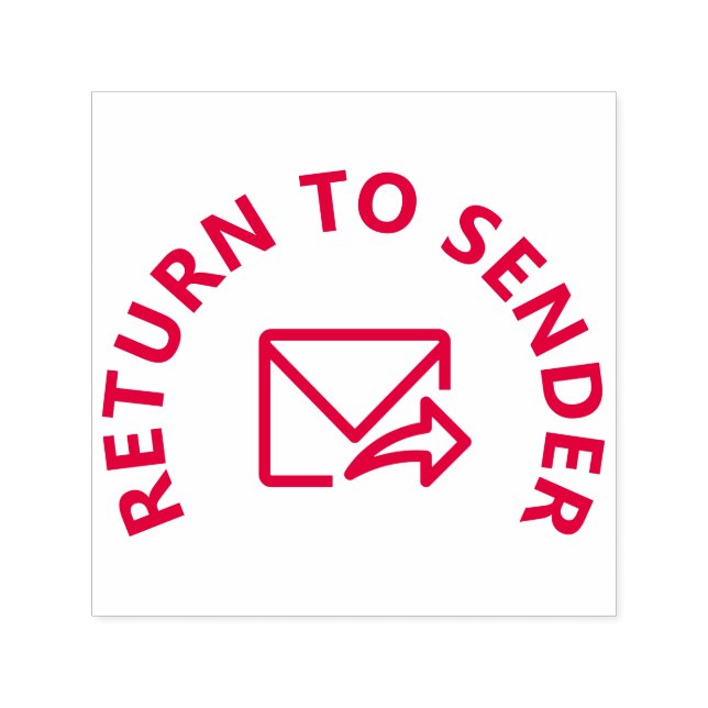 "ÅTERVÄNDA TILL SENDER" och ikonen Kuvert och pil Självfärgande Stämpel (Design)
