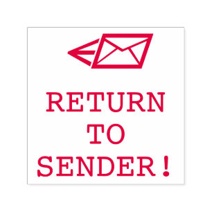 "ÅTERVÄNDA TILL SENDER!" + Påtelgummi Frimärke Självfärgande Stämpel