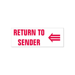 "ÅTERVÄNDA TILL SENDER" + treradig pil ( ⇚) Självfärgande Stämpel