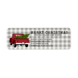 ÅTERVÄNDANDE vintage LASTBIL TRÄD CHRISTMAS FARM N Returadress Etikett