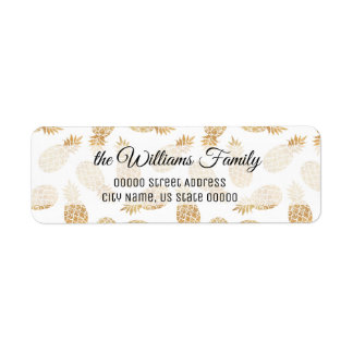 Återvändandeadress för ananas-Personlig i Guld Returadress Etikett