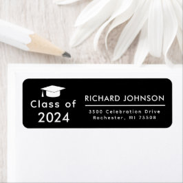 Återvändandeklass 2024 Svartvit Studenten Returadress Etikett