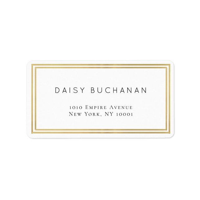 Återvändandemärkning för Guld Ram vid minimalistis Adressetikett (Framsidan)