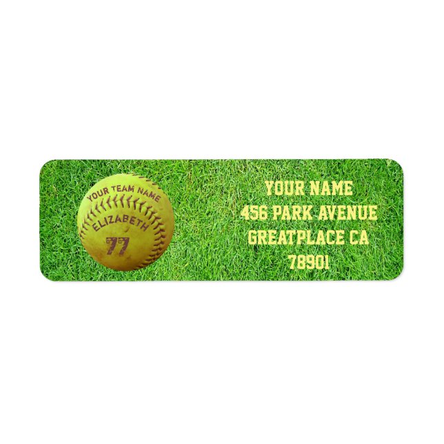 Återvändandemärkning för Softball Dirty Namn Team  Returadress Etikett (Framsidan)