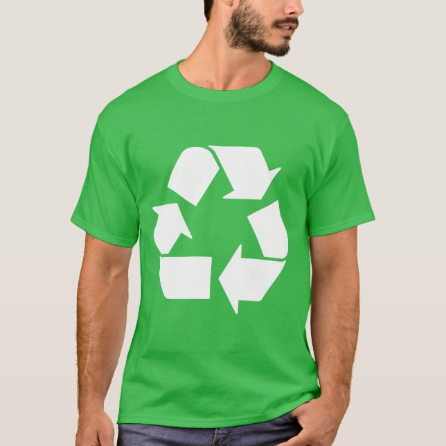 Återvinn Vitt på Grönt Tee Shirt (Framsida)