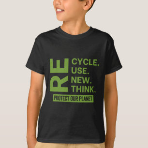 Återvinna återanvänd förnya ompröva skyddet av vår t shirt