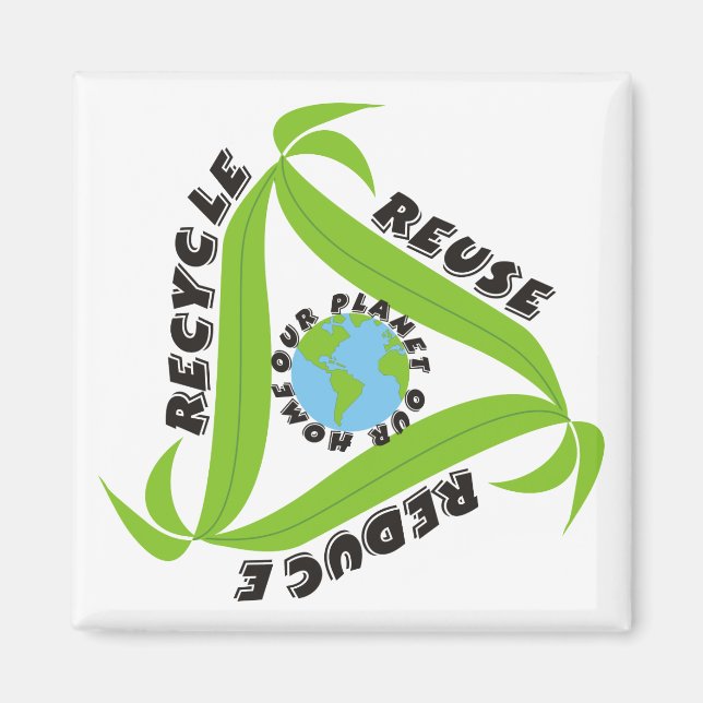 Återvinna, återanvändning, minska magneter (Framsidan)