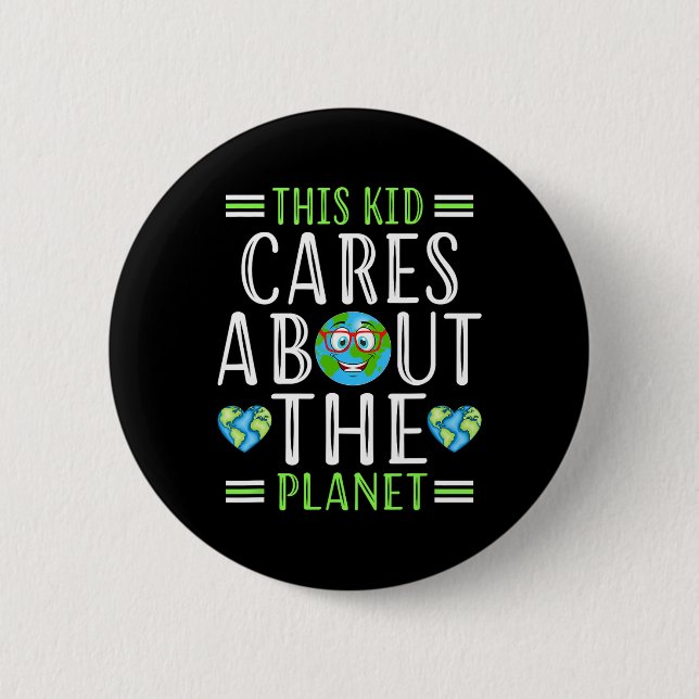 Återvinna Den här Kid Cares Planet Spara World Hou Knapp (Framsida)