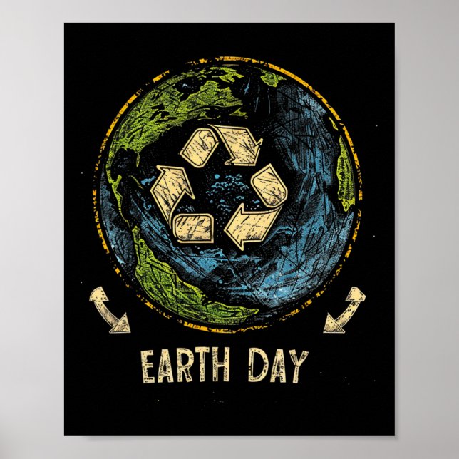 Återvinna Earth Day Natur Planet Conservation Träd Poster (Framsidan)