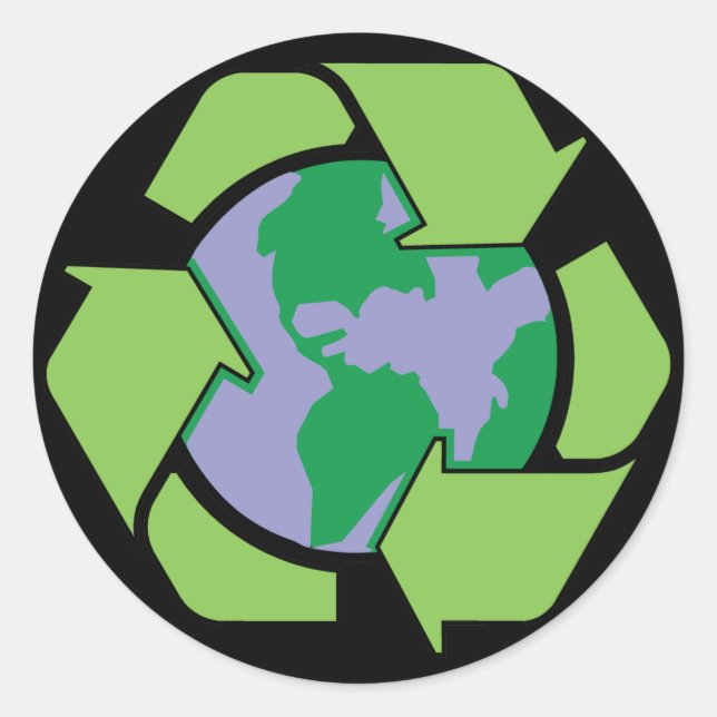 Återvinna Earth Runt Klistermärke (Framsida)