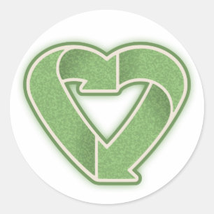 Återvinna Heart - grn Runt Klistermärke