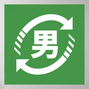 Återvinna Japanska Boys Kanji Nihongo-tecken Poster