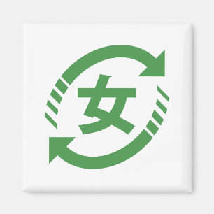 Återvinna Japanska flickor   Kanji Nihongo-tecken Magnet