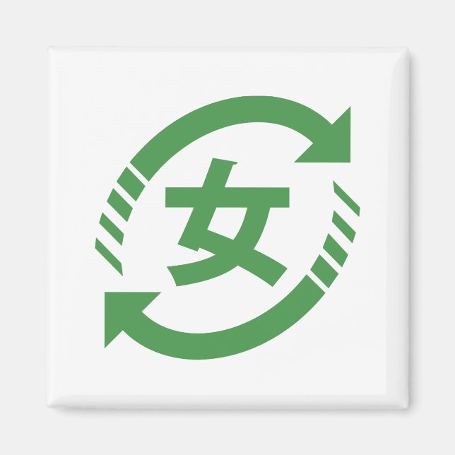 Återvinna Japanska flickor | Kanji Nihongo-tecken Magnet (Framsidan)