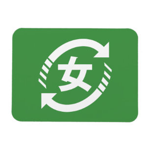 Återvinna Japanska flickor   Kanji Nihongo-tecken Magnet