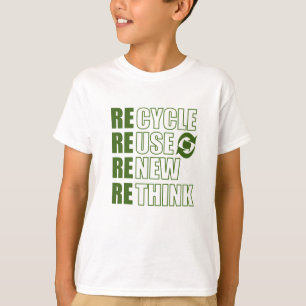 Återvinna minska återanvändning förnya omprövninge t shirt