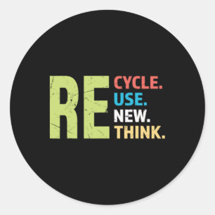 Återvinna Reuse Renew ReThink Earth Day 3 Runt Klistermärke