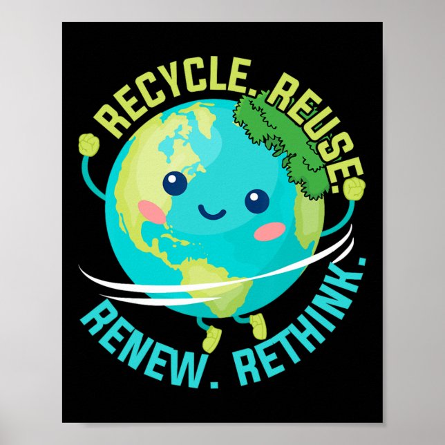 Återvinna Reuse Renew ReThink Earth Day Boy Småbar Poster (Framsidan)