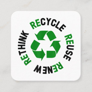Återvinna Reuse Renew ReThink Earth Day Environmen Fyrkantigt Visitkort
