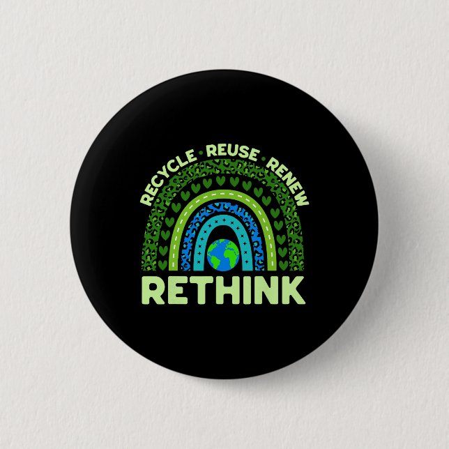 Återvinna Reuse Renew ReThink Earth Day Environmen Knapp (Framsida)