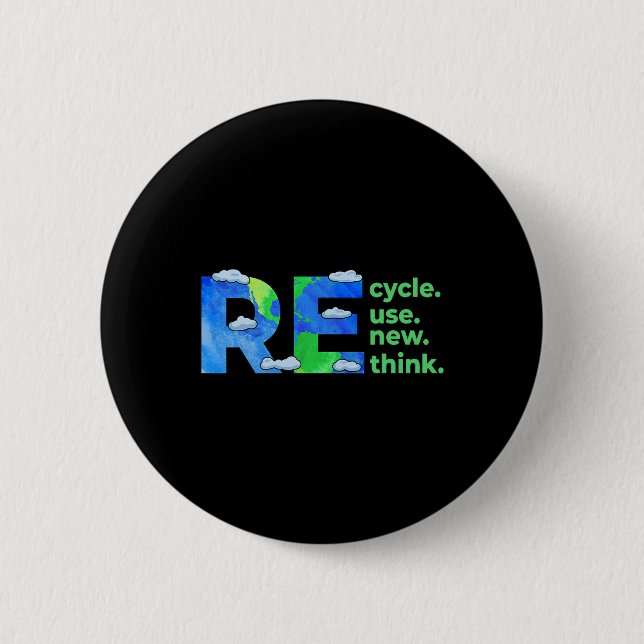 Återvinna Reuse Renew ReThink Earth Day Environmen Knapp (Framsida)