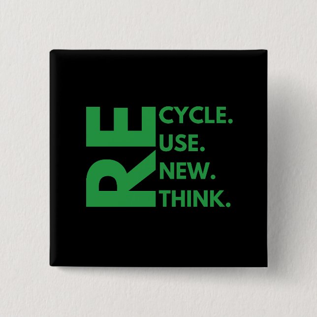 Återvinna Reuse Renew ReThink Earth Day Environmen Knapp (Framsida)