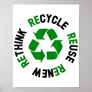 Återvinna Reuse Renew ReThink Earth Day Environmen Poster