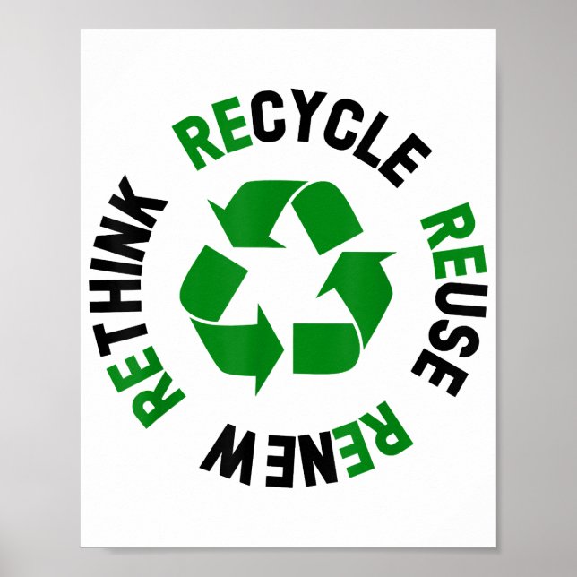 Återvinna Reuse Renew ReThink Earth Day Environmen Poster (Framsidan)