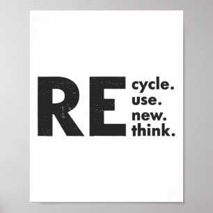 Återvinna Reuse Renew ReThink Earth Day Environmen Poster