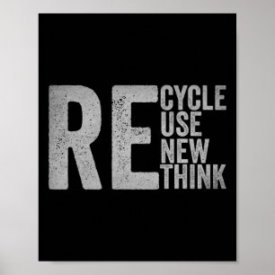 Återvinna Reuse Renew ReThink Earth Day Environmen Poster