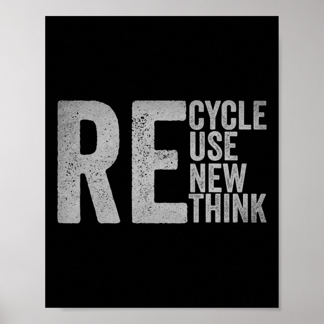 Återvinna Reuse Renew ReThink Earth Day Environmen Poster (Framsidan)