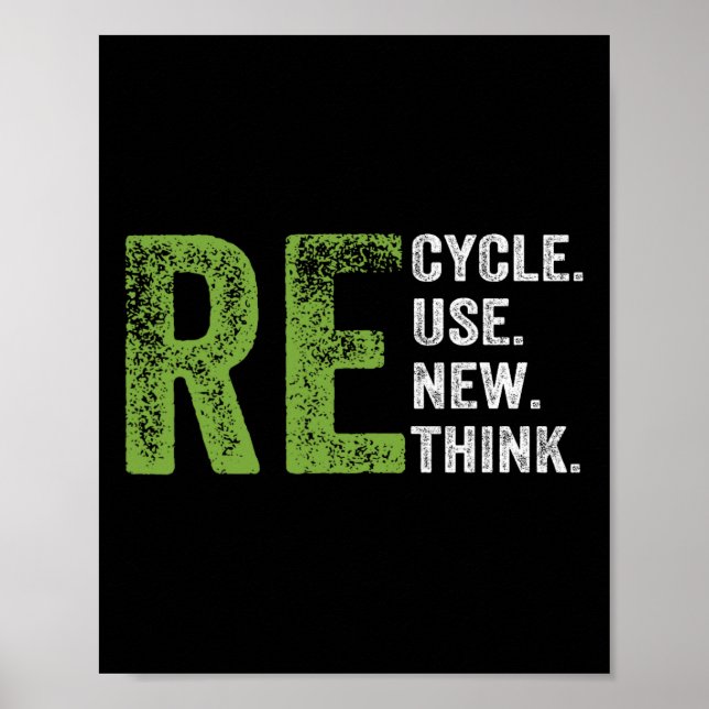 Återvinna Reuse Renew ReThink Earth Day Environmen Poster (Framsidan)
