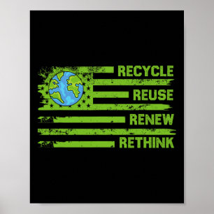 Återvinna Reuse Renew ReThink Earth Day Environmen Poster