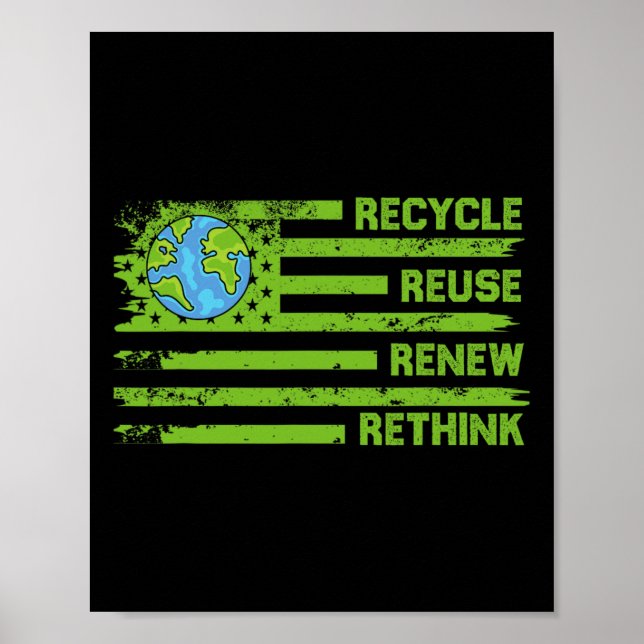 Återvinna Reuse Renew ReThink Earth Day Environmen Poster (Framsidan)