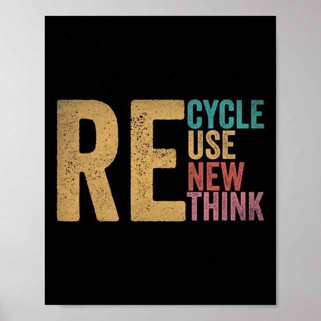 Återvinna Reuse Renew ReThink Earth Day Environmen Poster (Framsidan)
