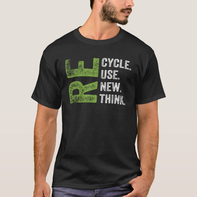 ÅTERVINNA REUSE RENEW RETHINK Earth Day Environmen T Shirt (Framsida)