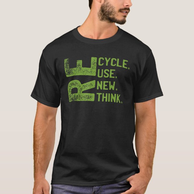 ÅTERVINNA REUSE RENEW RETHINK Earth Day Environmen T Shirt (Framsida)