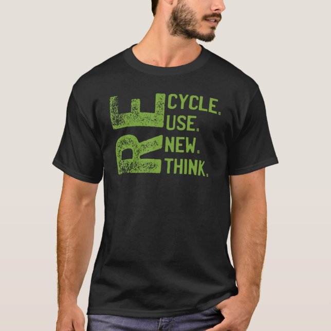 ÅTERVINNA REUSE RENEW RETHINK Earth Day Environmen T Shirt (Framsida)