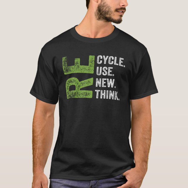 ÅTERVINNA REUSE RENEW RETHINK Earth Day Environmen T Shirt (Framsida)
