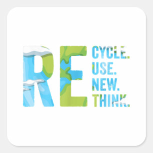 Återvinna Reuse Renew ReThink For the Earth's Day  Fyrkantigt Klistermärke