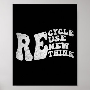 Återvinna Reuse Renew ReThink Retro Groovy Earth D Poster