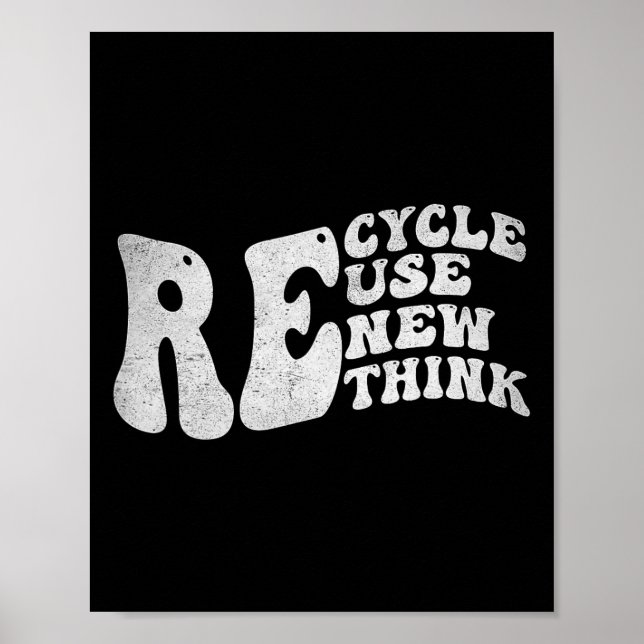 Återvinna Reuse Renew ReThink Retro Groovy Earth D Poster (Framsidan)